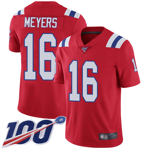 New England Patriots Football 16 100th Season Limited Red Men Jakobi Meyers Alternate NFL Jersey